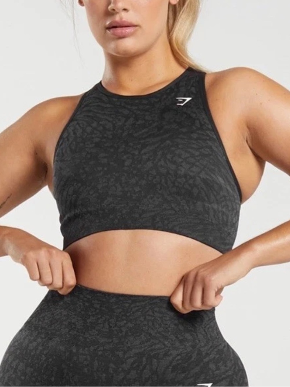 Gymshark Adapt Animal Seamless Sports Bra Black Gray Women’s Size Small